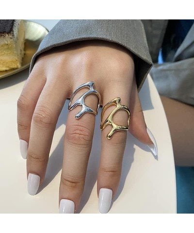 Irregular Geometric Chunky Adjustable Rings Gold Plated Minimalist Statement Finger Rings Gold $5.59 Rings