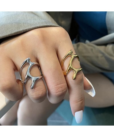 Irregular Geometric Chunky Adjustable Rings Gold Plated Minimalist Statement Finger Rings Gold $5.59 Rings