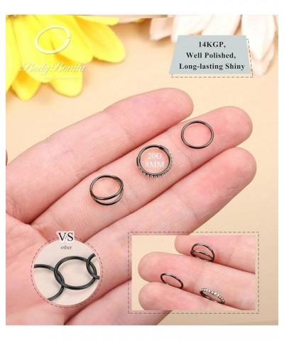 3pcs Nose Rings Hoops - 316L Surgical Steel Double Hoop Nose Rings 16G/18G/20G Hinged CZ Conch Piercing Jewelry Septum Clicke...