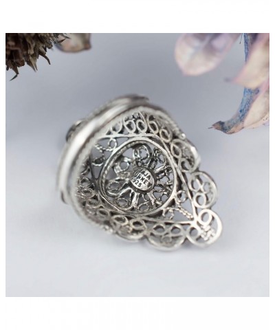 925 Sterling Silver Artisan Made Handcrafted Lace Embroidery Filigree Art Women Cocktail Statement Ring Daisy $18.06 Rings