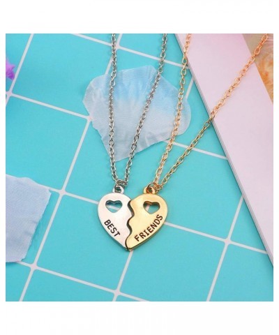 Best Friends Necklace 2 Pieces Gold & Silver Split Heart Pendant Necklace BFF Friendship Necklace $4.96 Necklaces