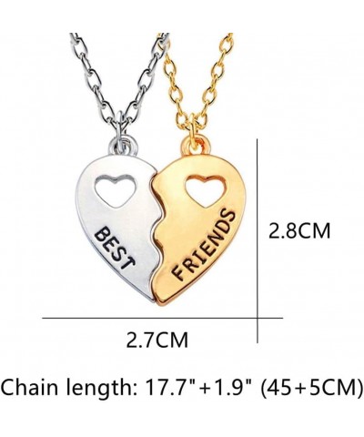 Best Friends Necklace 2 Pieces Gold & Silver Split Heart Pendant Necklace BFF Friendship Necklace $4.96 Necklaces