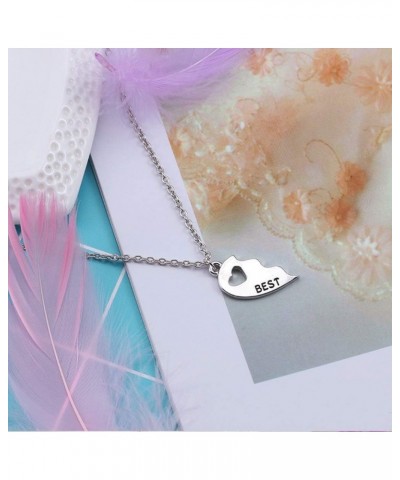 Best Friends Necklace 2 Pieces Gold & Silver Split Heart Pendant Necklace BFF Friendship Necklace $4.96 Necklaces