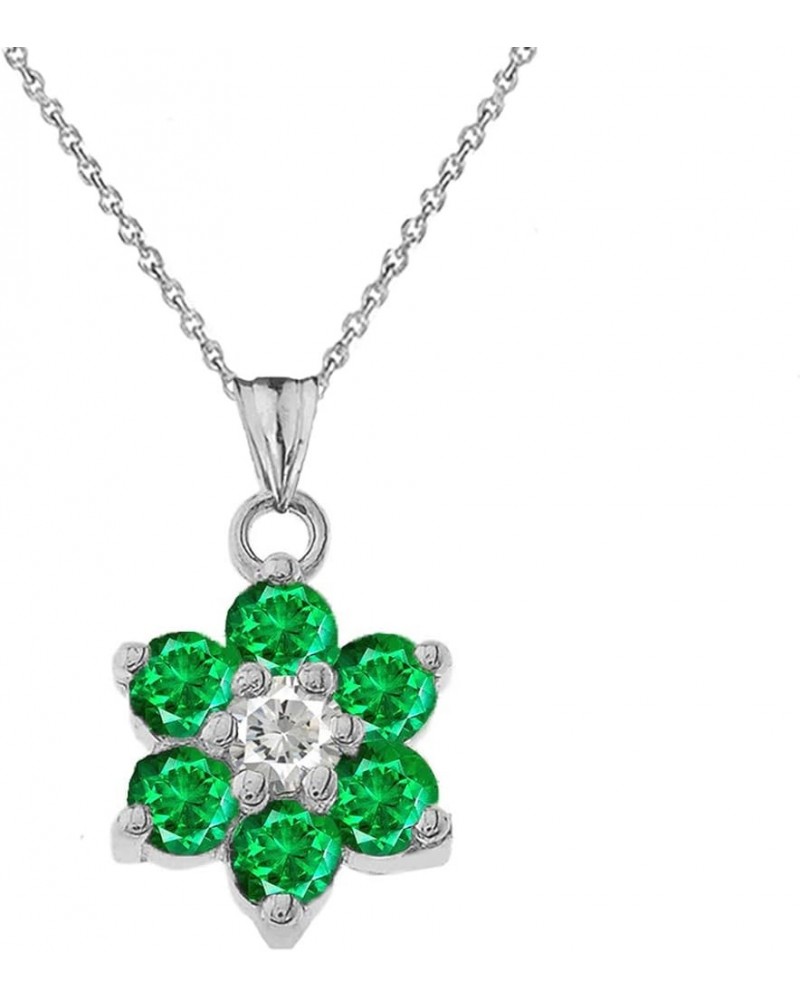 Dainty Sterling Silver Personalized Birthstone CZ Flower Pendant Necklace May Birthstone 18.0 Inches $22.22 Necklaces