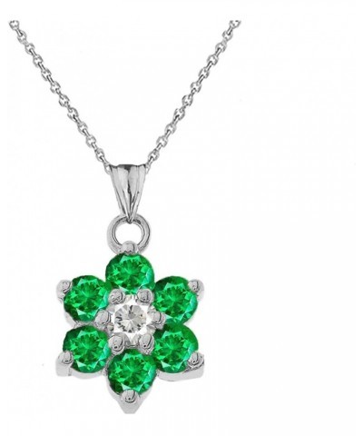 Dainty Sterling Silver Personalized Birthstone CZ Flower Pendant Necklace May Birthstone 18.0 Inches $22.22 Necklaces