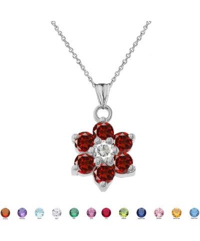 Dainty Sterling Silver Personalized Birthstone CZ Flower Pendant Necklace May Birthstone 18.0 Inches $22.22 Necklaces