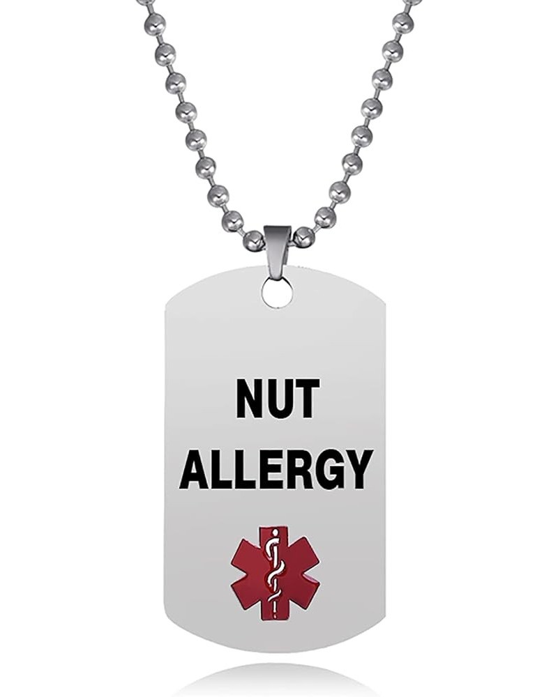 Men's Red Medical Alert Necklaces for Women Emergency First Aid Health Alert Engraved Dog Tag Pendant Necklace Stainless Stee...