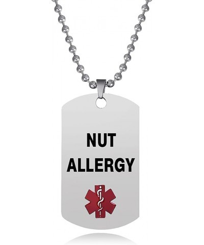 Men's Red Medical Alert Necklaces for Women Emergency First Aid Health Alert Engraved Dog Tag Pendant Necklace Stainless Stee...