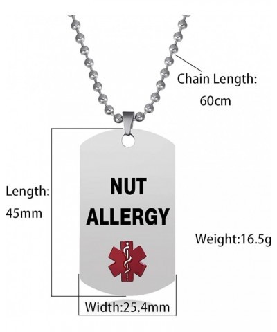 Men's Red Medical Alert Necklaces for Women Emergency First Aid Health Alert Engraved Dog Tag Pendant Necklace Stainless Stee...