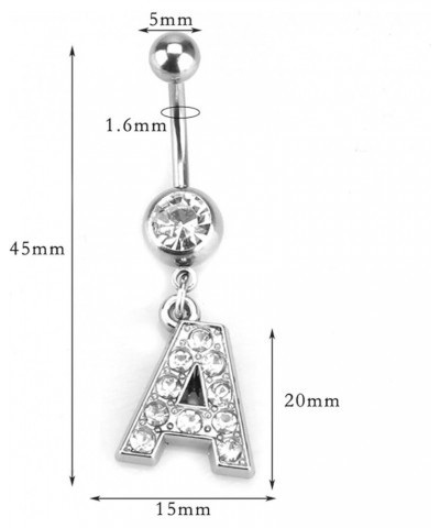 Dangle Belly Button Rings Initial 14G Surgical Steel Navel Ring 26 Letters Cubic Zirconia Body Piercing V $10.63 Body Jewelry