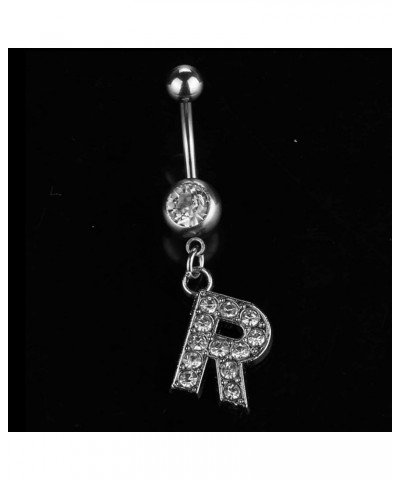 Dangle Belly Button Rings Initial 14G Surgical Steel Navel Ring 26 Letters Cubic Zirconia Body Piercing V $10.63 Body Jewelry