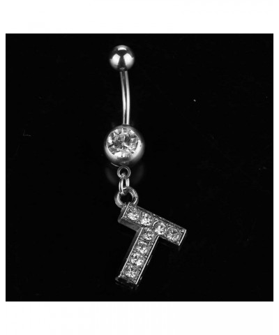 Dangle Belly Button Rings Initial 14G Surgical Steel Navel Ring 26 Letters Cubic Zirconia Body Piercing V $10.63 Body Jewelry