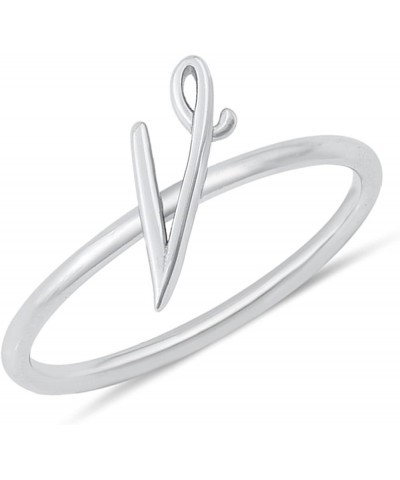 925 Sterling Silver Initial Letters Dainty Ring Sizes 4-10 V $11.39 Rings