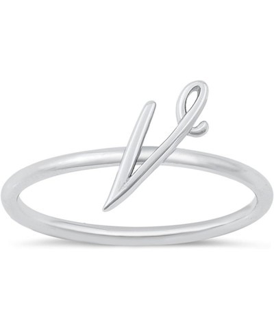 925 Sterling Silver Initial Letters Dainty Ring Sizes 4-10 V $11.39 Rings