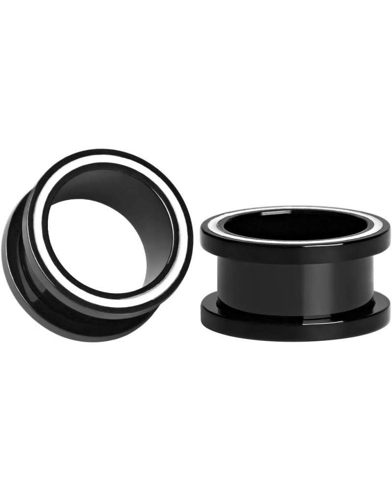 Ear Plug Tunnel Gauge Stretcher Piercing Simple Stainless Steel Screw. Black 2g(6mm) $8.79 Body Jewelry