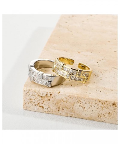 14K Gold Princess Cut Mossanite Ring, Open Couple Rings, Celebrate Your Journey Together with this Gem White Gold $55.18 Rings