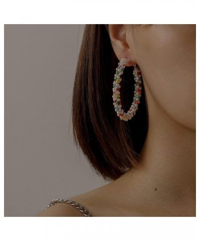 Bohemian Colorful Beaded Hoop Earrings For Women,Big Circle Dangle Earrings For Women Wedding Or Daily Wear Jewelry Gift Attr...