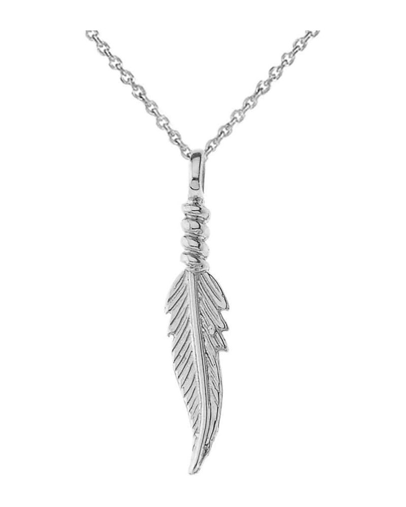 Dainty Sterling Silver Feather Charm Pendant Necklace 20.0 Inches $13.94 Necklaces