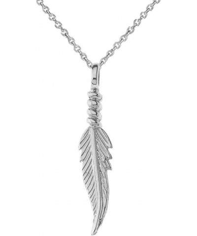 Dainty Sterling Silver Feather Charm Pendant Necklace 20.0 Inches $13.94 Necklaces