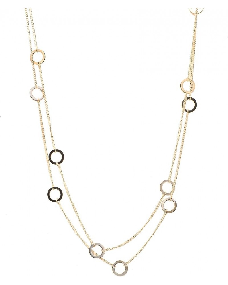 Circle Link Double Line Strand Necklace Gold $10.56 Necklaces