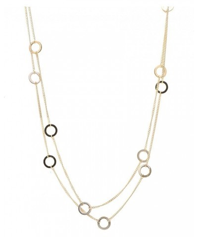 Circle Link Double Line Strand Necklace Gold $10.56 Necklaces