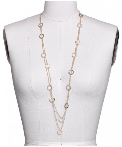 Circle Link Double Line Strand Necklace Gold $10.56 Necklaces