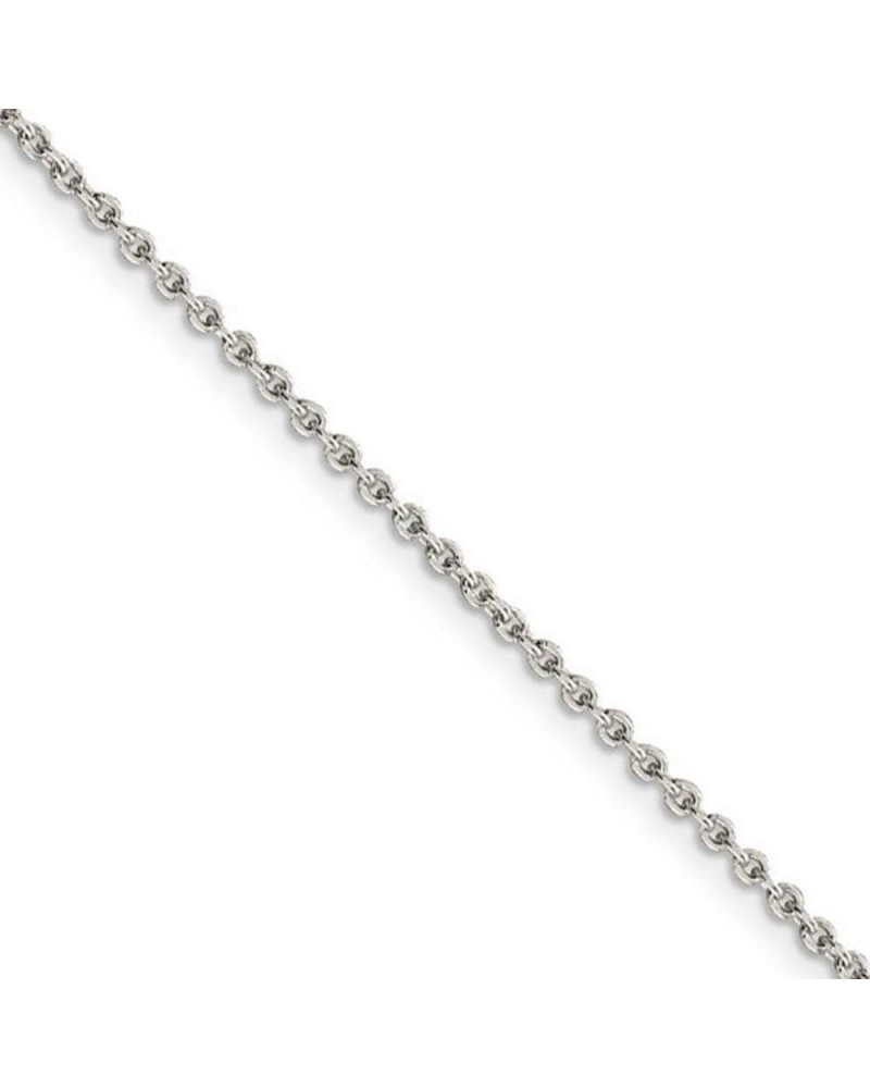 2mm Rhodium Plated Sterling Silver Solid Cable Chain Necklace 30.0 Inches $33.91 Necklaces