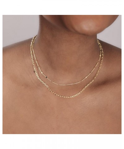 14K Gold Necklaces for Women Cute Dot Chain Choker Dainty Layered Bead Necklace for Women Pretty Jewelry Gifts for Women Girl...