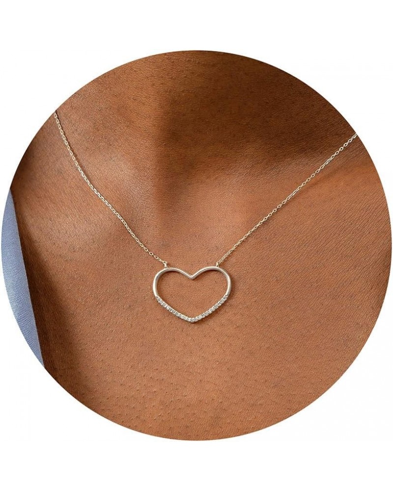 Easter Gifts for Girls Dainty Gold Necklace - 14K Gold/White Gold Plated Cute Heart Necklace Handmade Disc Circle Bee Choker ...