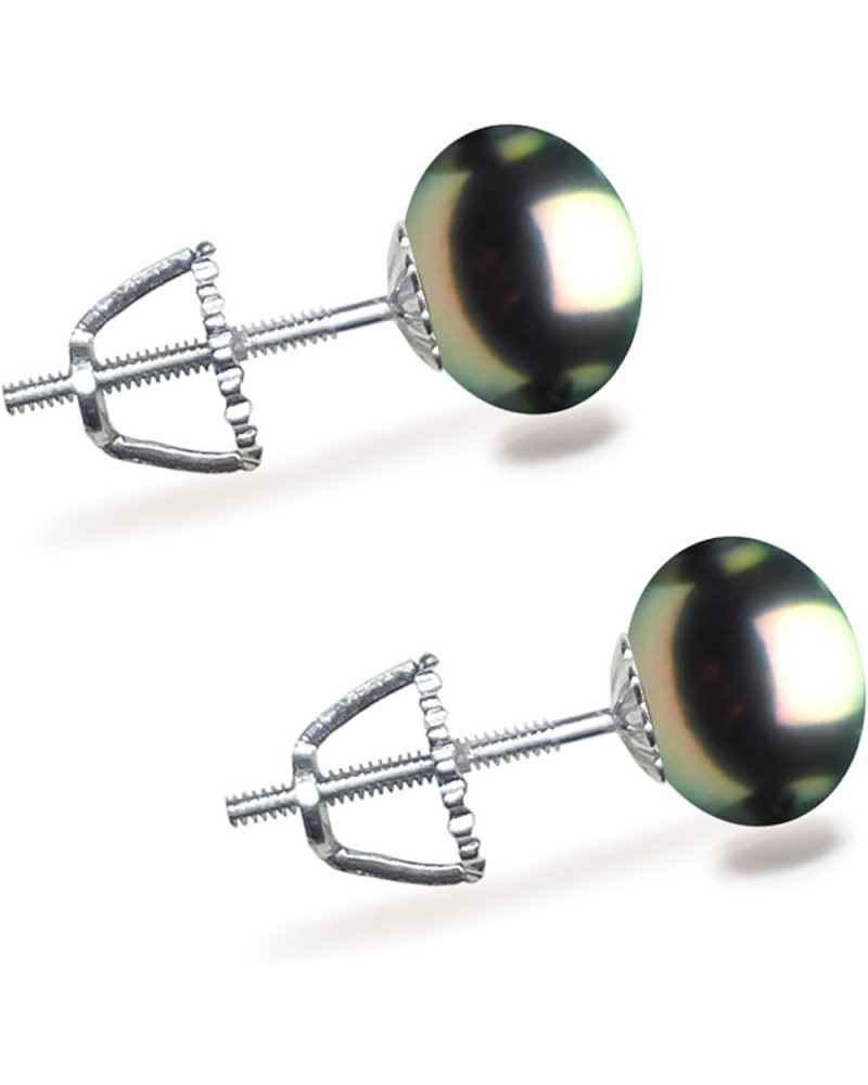 6-9mm Peacock Freshwater Cultured Pearl Earrings Stud for Women with 925 Sterling Silver Settings and Jewelry Gift Box 8.0 Mi...