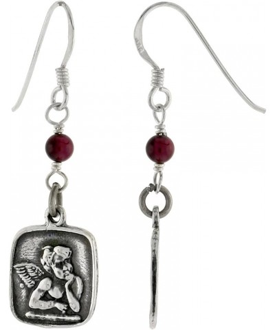 Sterling Silver Square-shaped Earrings Cherub Angel, 1 11/16 inch tall $20.35 Earrings