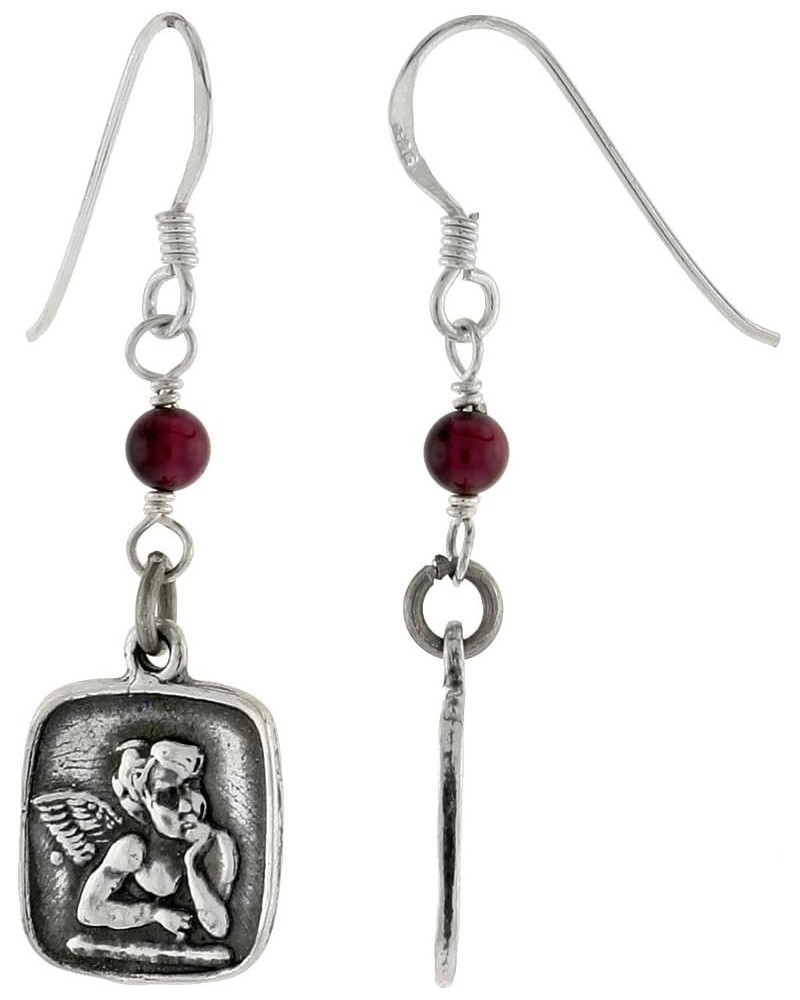 Sterling Silver Square-shaped Earrings Cherub Angel, 1 11/16 inch tall $20.35 Earrings