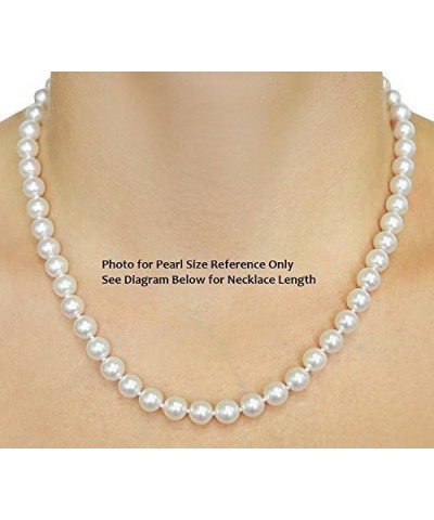 14K Gold 7.0-7.5mm Round Genuine White Japanese Akoya Saltwater Cultured Pearl Necklace in 24" Matinee Length for Women Yello...