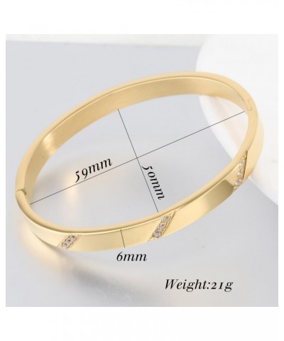 Stainless Steel Classic Plain Cubic Zircon Cocktail Party Wedding Holiday Bangle Bracelet Gold $6.88 Bracelets