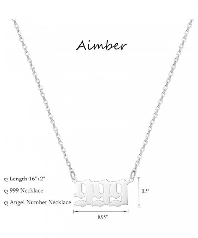 Angel Number Necklace for Women,000 111 222 333 444 555 666 777 888 999 Pendant Choker Necklace Jewelry 999-Silver $7.50 Neck...