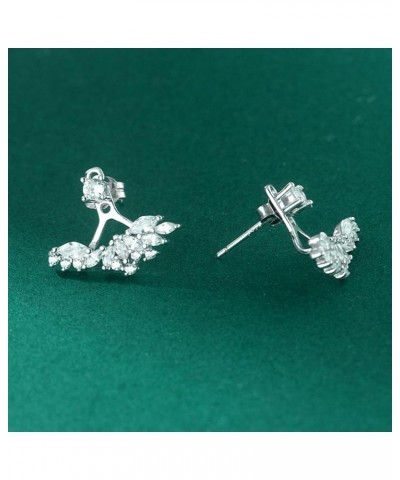 S925 Silver Rhinestone Wings Jacket Earrings for Women, Shining Bling CZ Cluster Stud Earrings Dainty Wings Ear Crawlers Earr...