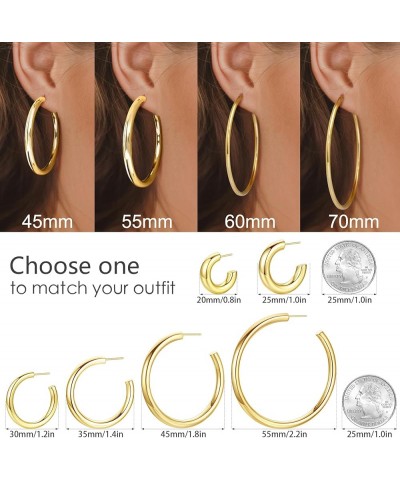 14K Gold Plated Chunky Gold Hoops High Polished Gold Hoop Earrings for Women Diameter 20mm Gold Hoop Earrings $10.44 Earrings