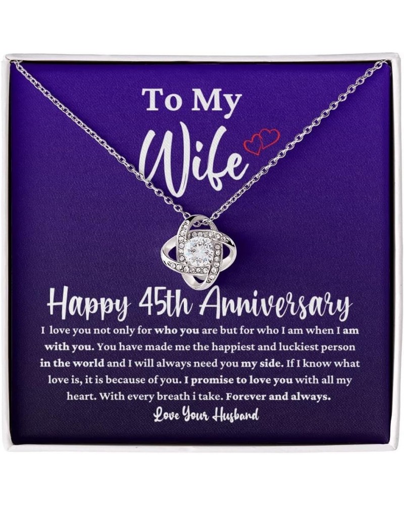 To My Wife Happy 45th Wedding Anniversary, Love Knot Necklace 45 Years Anniversary Jewelry Gift For Beautiful Wife From Husba...