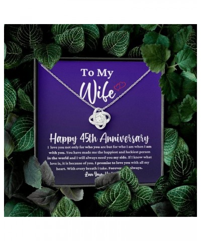 To My Wife Happy 45th Wedding Anniversary, Love Knot Necklace 45 Years Anniversary Jewelry Gift For Beautiful Wife From Husba...