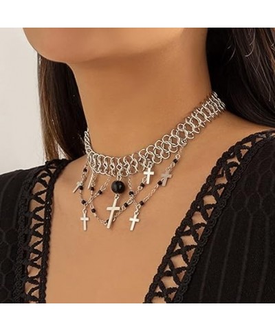 Silver Riveted Chainmail Choker Necklace with Moon Pendant for Women Girls Statement Punk Jewelry (Style 6) Style 7 $10.43 Ne...