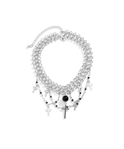 Silver Riveted Chainmail Choker Necklace with Moon Pendant for Women Girls Statement Punk Jewelry (Style 6) Style 7 $10.43 Ne...