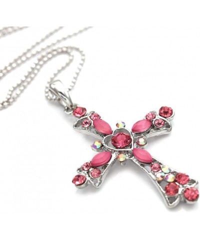 Christian Cross Necklace Heart Shape Pendant Charm Fashion Jewelry Pink $9.51 Necklaces