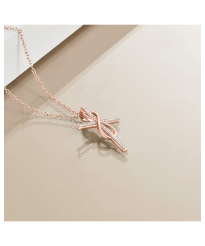 Infinity Cross Necklaces 925 Sterling Silver Cross Infinity Jewelry for Women 2- Rose Gold $8.09 Necklaces