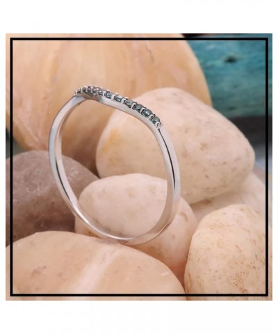 Round Gemstone or Diamond 11 Stone Contour Stackable Wedding Band for Women in 925 Sterling Silver Blue Diamond 7.5 $29.14 Br...