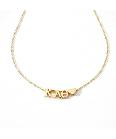 Sorority Greek Letters & Heart Gold Necklace, Stainless Steel, No Gemstone $16.50 Necklaces