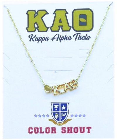 Sorority Greek Letters & Heart Gold Necklace, Stainless Steel, No Gemstone $16.50 Necklaces