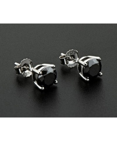 Certified Black Moissanite Stud Earrings 3mm to 8mm, 925 Sterling Silver Hypoallergenic, Round/Princess/Emerald/Cushion Cut, ...