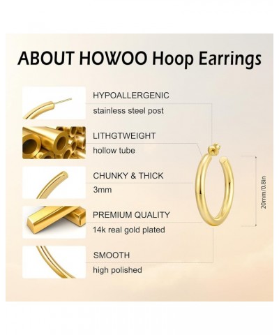 14K Gold Plated Chunky Gold Hoops High Polished Gold Hoop Earrings for Women Diameter 20mm Gold Hoop Earrings $10.44 Earrings