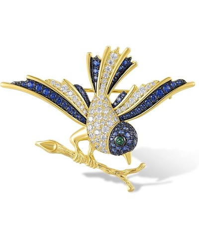 925 Sterling Silver Enamel Pin Brooch for Women Swallow-Blue $26.51 Brooches & Pins