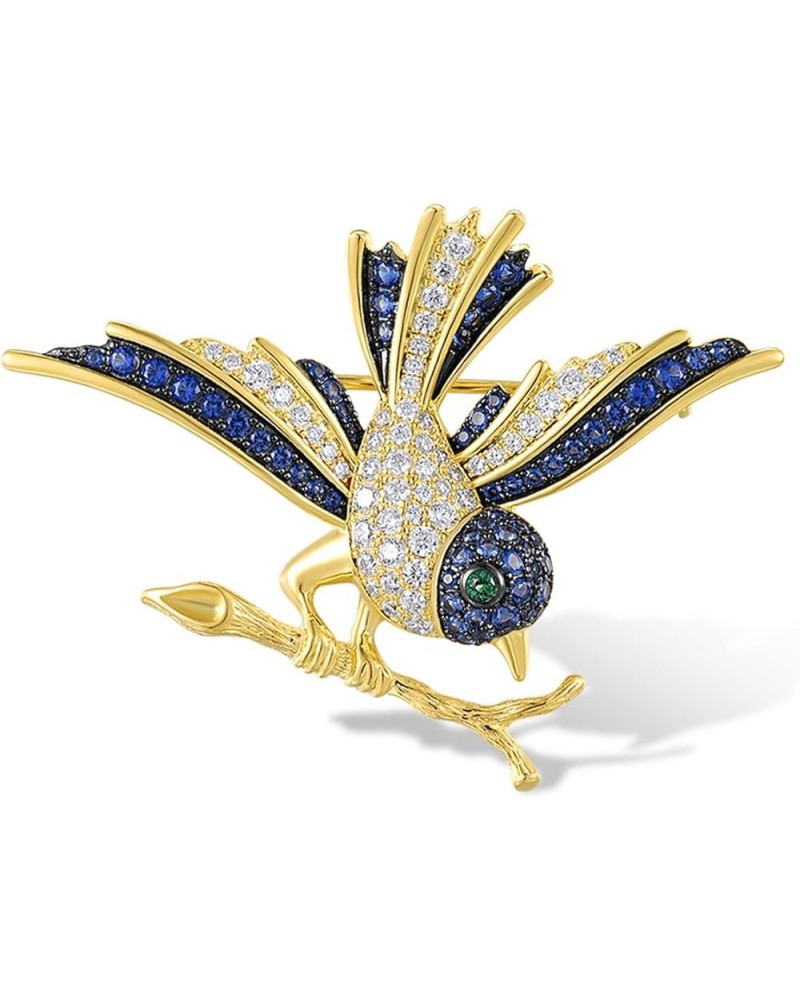 925 Sterling Silver Enamel Pin Brooch for Women Swallow-Blue $26.51 Brooches & Pins